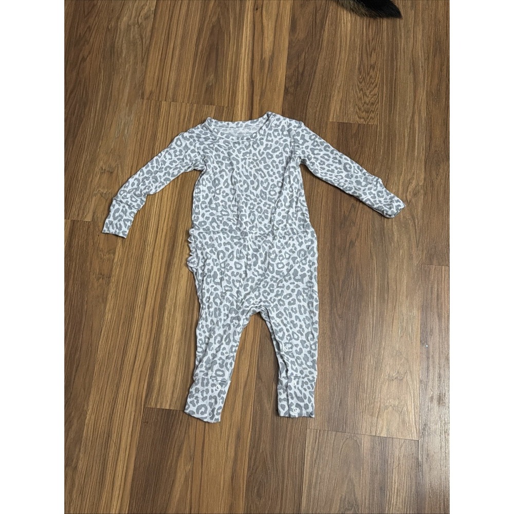 Posh Peanut Baby Girls 12-18 Months Leopard Ruffle Bum Sleeper Pajamas VGC